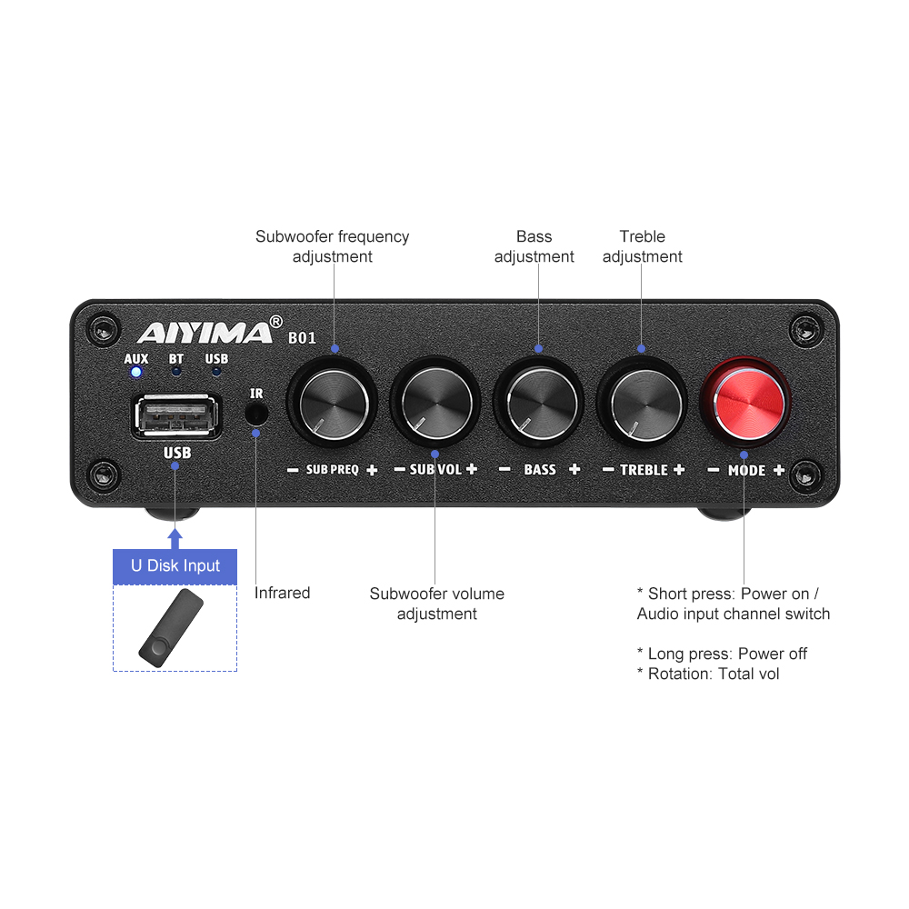 AIYIMA B01 Bluetooth Power Amp - огляд і ціна Es9018 Dac
