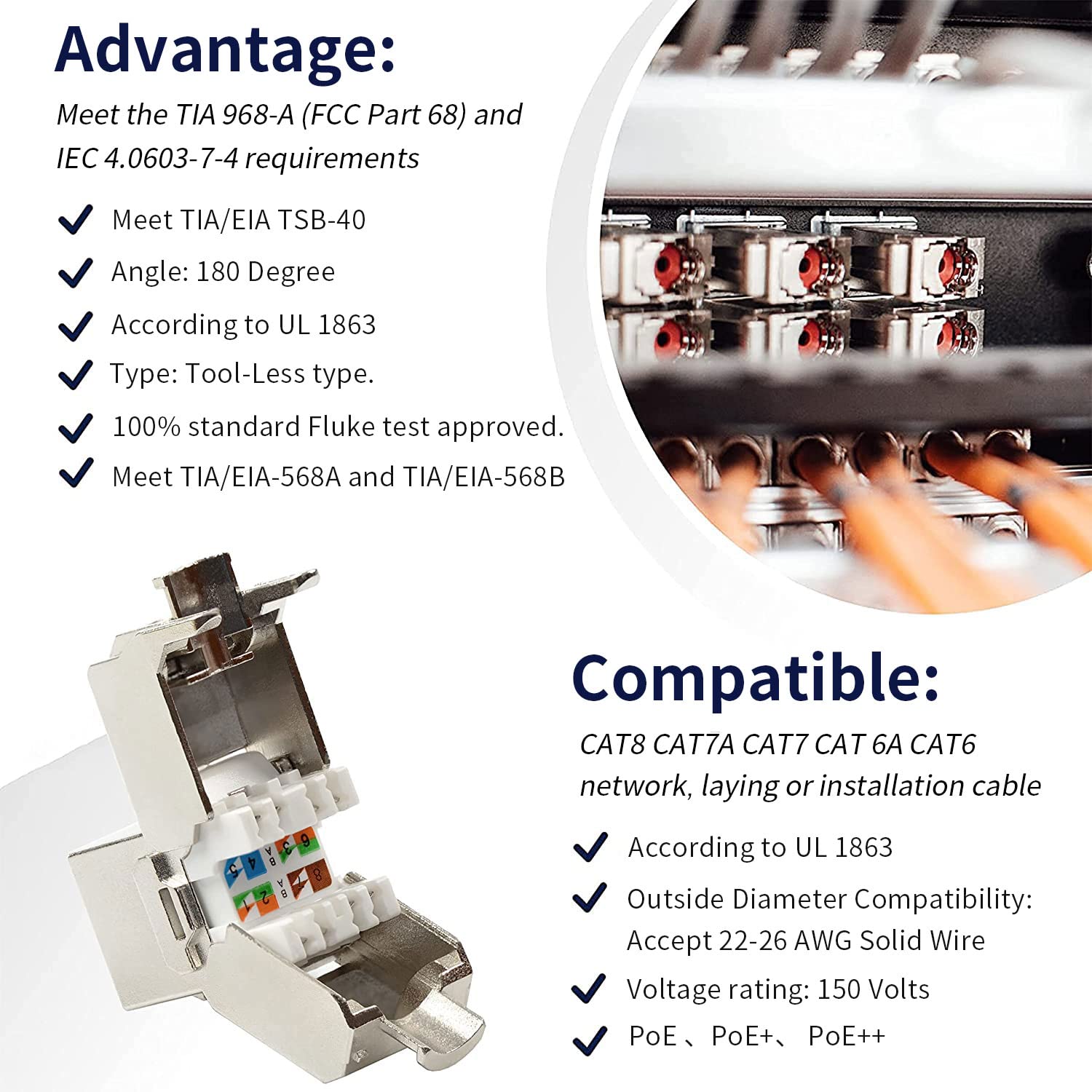 ZOERAX Cat6a Cat7 Keystone Jac - огляд і ціна Rj45 Jack